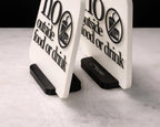 LettrBoard No Outside Food or Drink signs on dual-slot bases