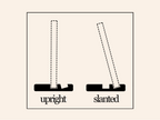 Diagram of LettrBoard dual-slot base holding a sign upright or slanted